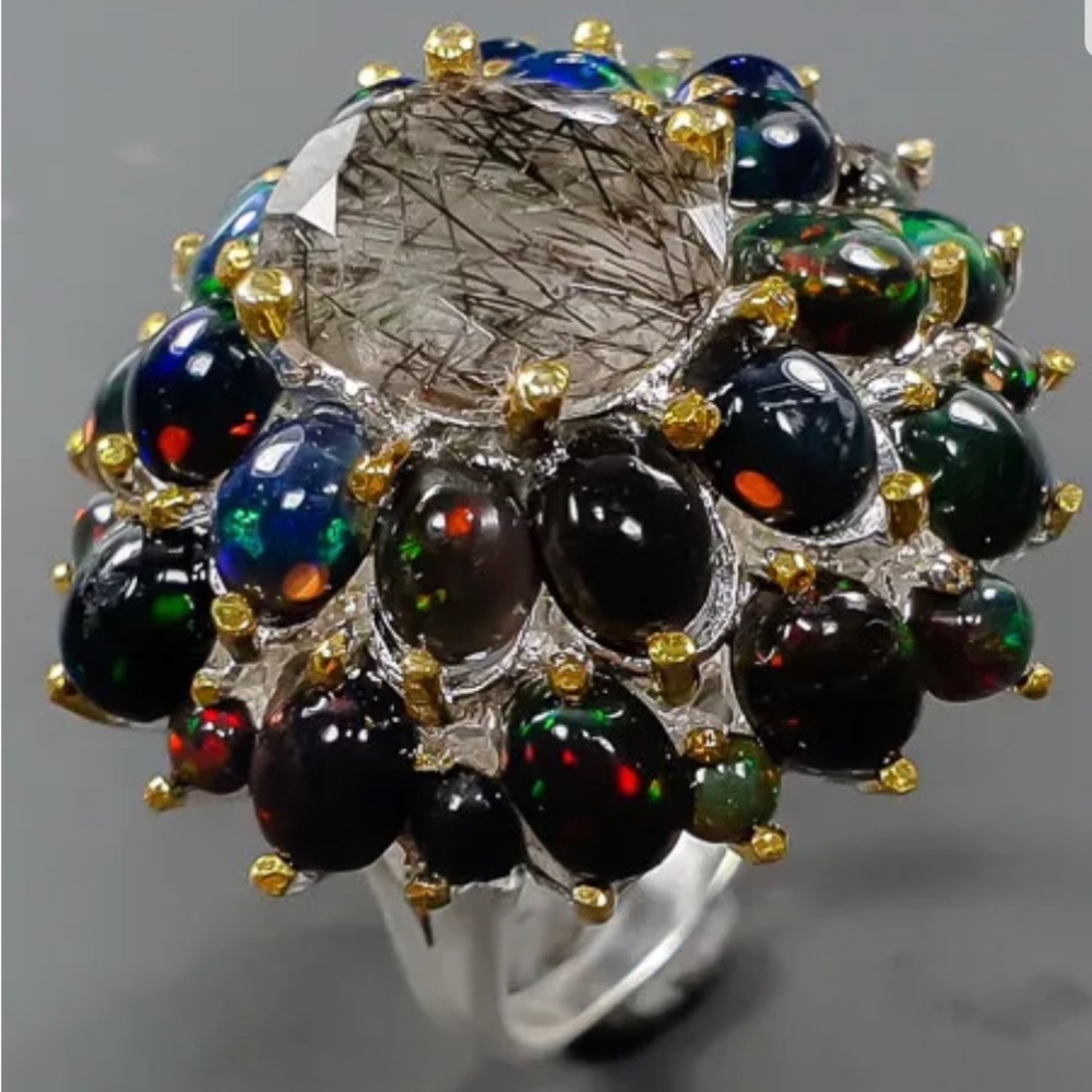 Enchanted Genuine Rutilated Quartz Opal Ring